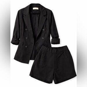 Stylish Black Blazer and Shorts Set
